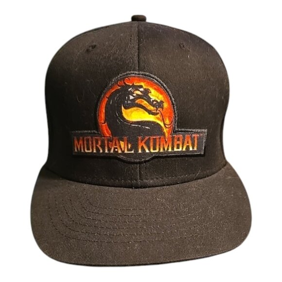 Vtg Mortal Kombat Warner Brothers Black Snapback Hat Adjustable Logo Dragon NWT - Picture 4 of 12